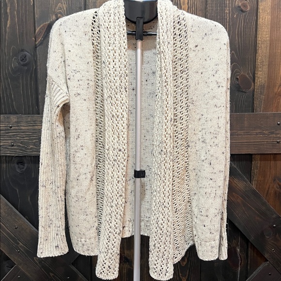 Staring At Stars Marled Cardigan S Oversized Crochet Cozy Neutral S Oatmeal Boho - Picture 1 of 11